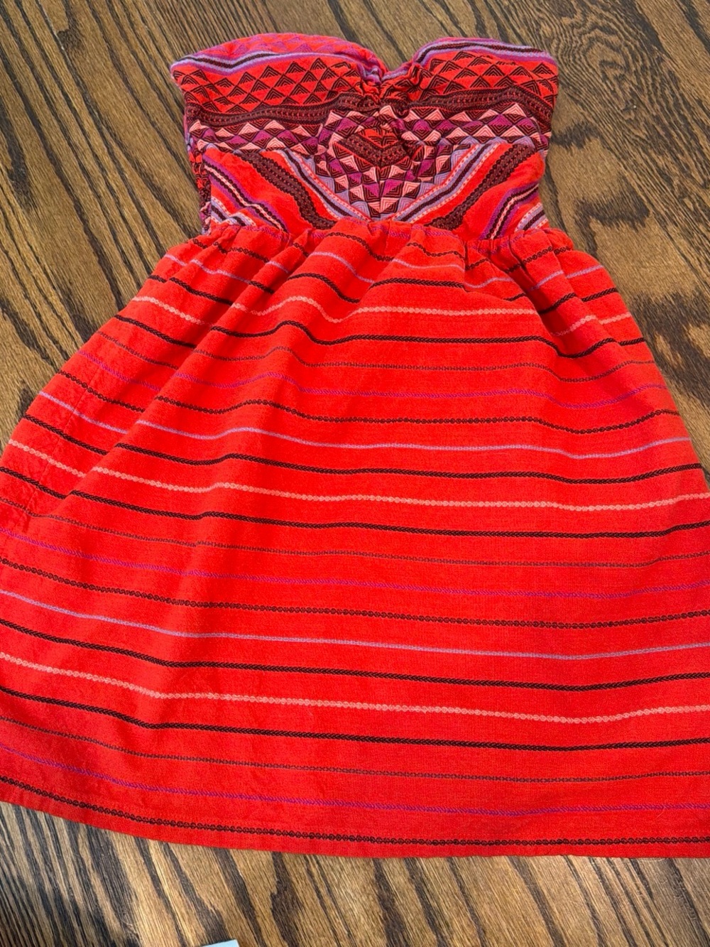 Roxy Red Strapless Embroidered Summer Dress